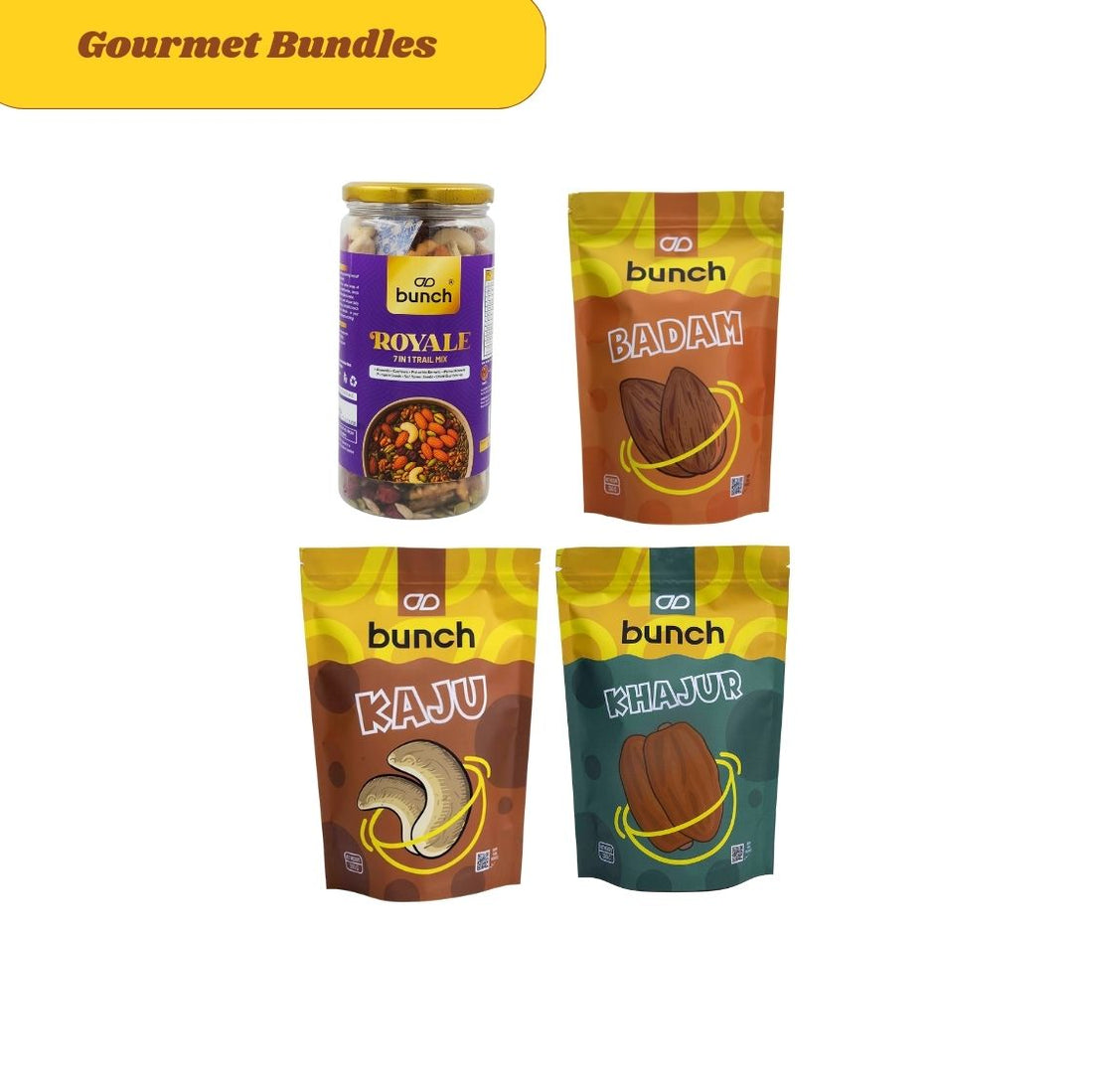 Bunch Wellness Everyday Combo | Royale Mix, Almonds, Cashews, Dates | 1.5 kg