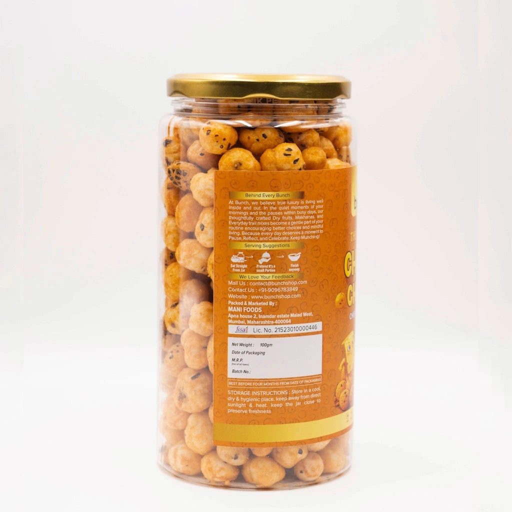 Pop Edit Cheesy Charm – Cheese Makhana 100g Jar | Roasted Fox Nuts in Olive Oil