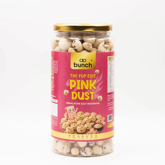 Pop Edit Pink Dust Himalayan salted Makhana 100g Jar | Himalayan Pink Salt Fox Nuts | Fasting Snacks