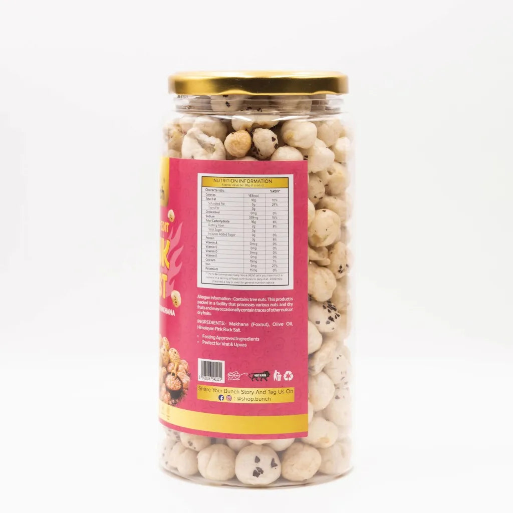 Pop Edit Pink Dust Himalayan salted Makhana 100g Jar | Himalayan Pink Salt Fox Nuts | Fasting Snacks