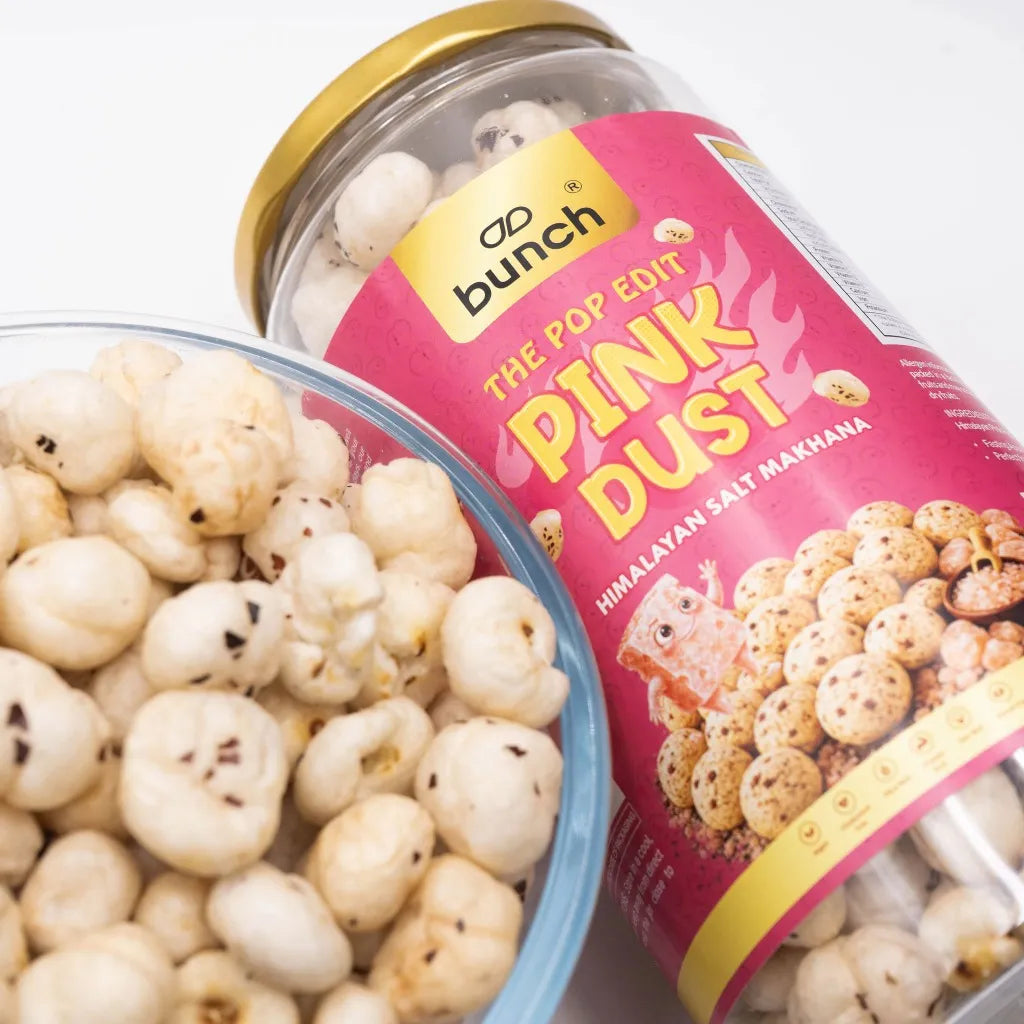 Pop Edit Pink Dust Himalayan salted Makhana 100g Jar | Himalayan Pink Salt Fox Nuts | Fasting Snacks