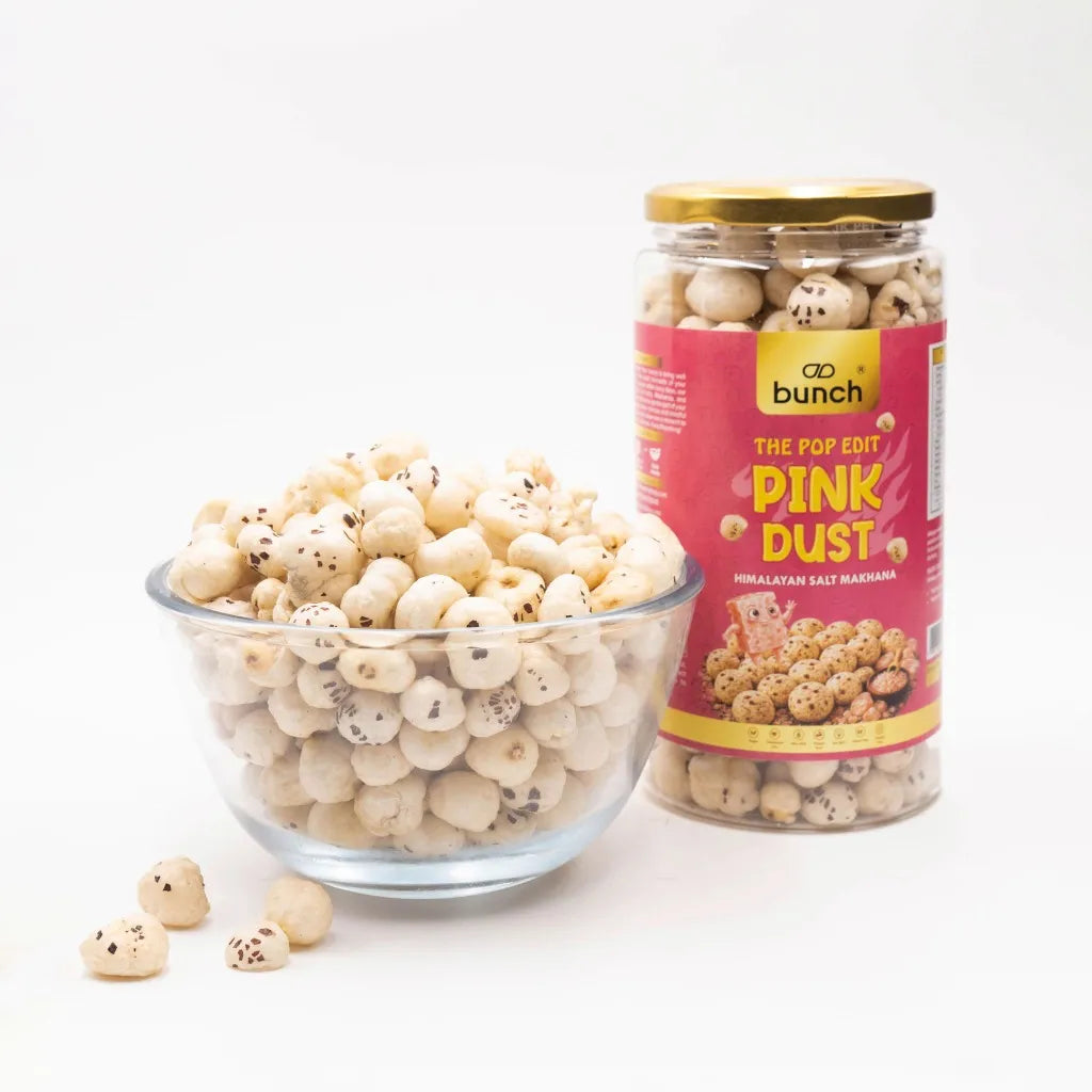 Pop Edit Pink Dust Himalayan salted Makhana 100g Jar | Himalayan Pink Salt Fox Nuts | Fasting Snacks