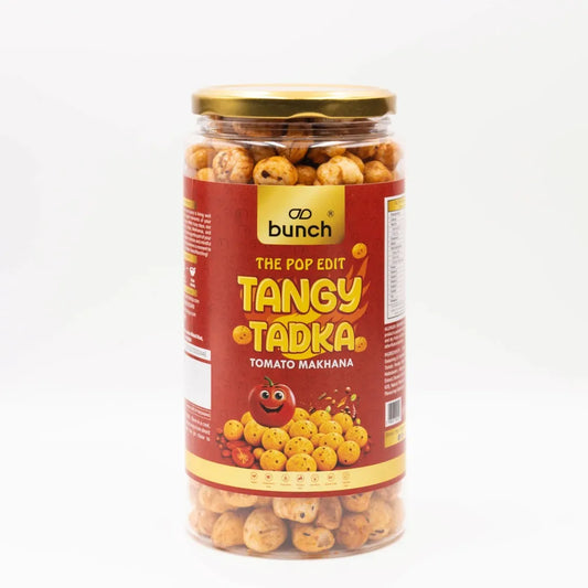 Pop Edit Tangy Tadka  Tomato Makhana 100g Jar | Roasted Fox Nuts in Olive Oil | Healthy Protein Snack