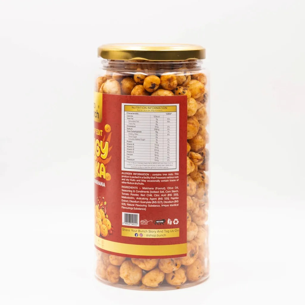Pop Edit Tangy Tadka  Tomato Makhana 100g Jar | Roasted Fox Nuts in Olive Oil | Healthy Protein Snack