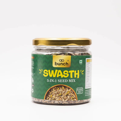Swasth 5-in-1 Seed Mix  250g Jar| Pumpkin, Sunflower, Chia, Flax & Sesame Seeds | Protein & fiber Rich
