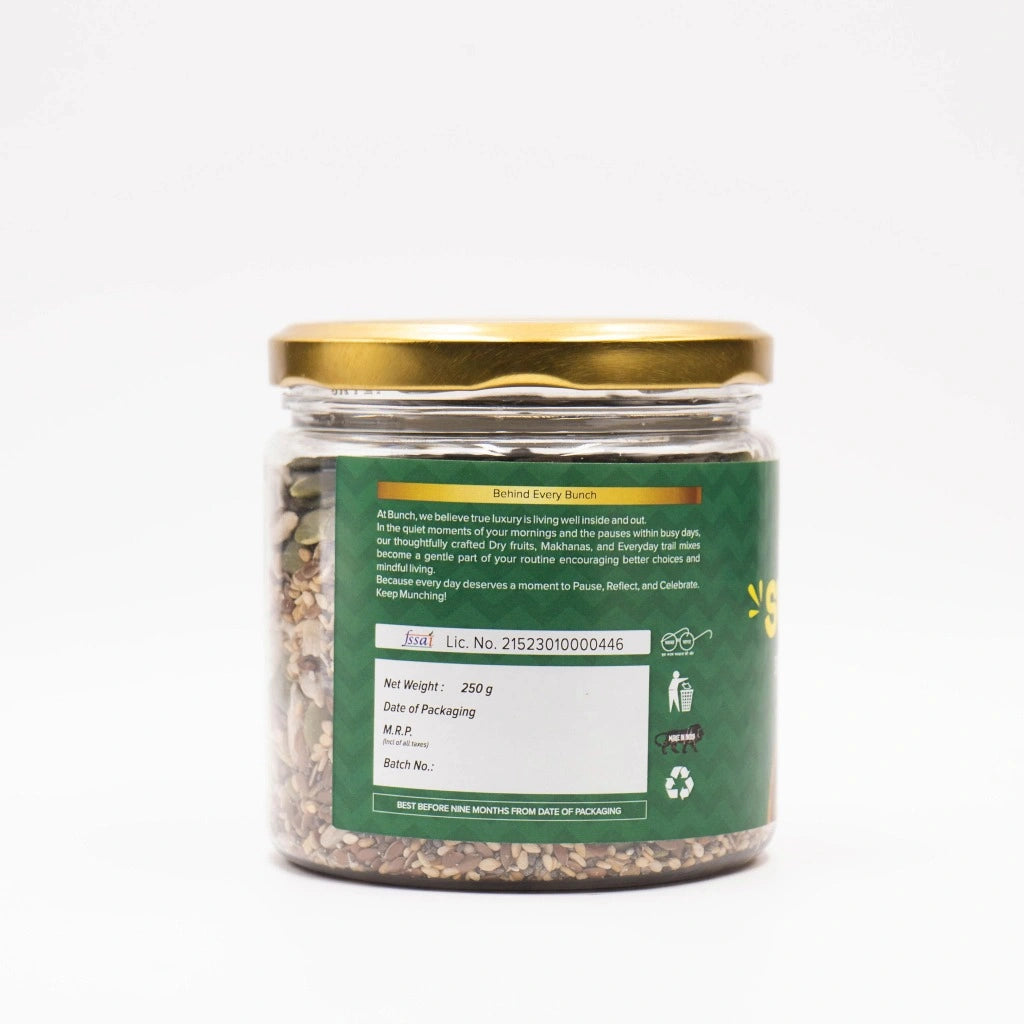 Swasth 5-in-1 Seed Mix  250g Jar| Pumpkin, Sunflower, Chia, Flax & Sesame Seeds | Protein & fiber Rich