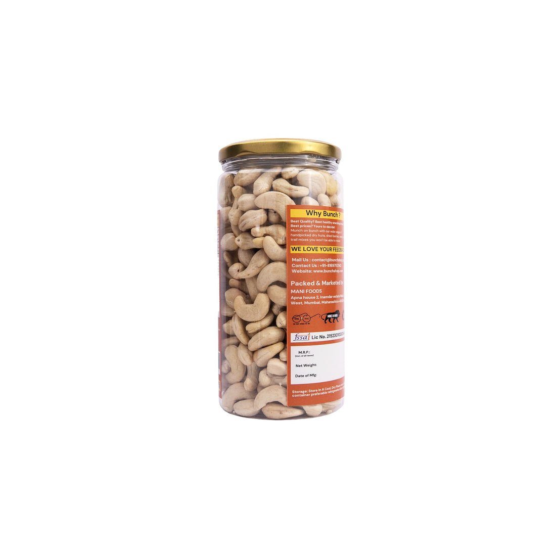 Bunch Premium Jumbo Cashews W240 | Whole Cashew Nuts