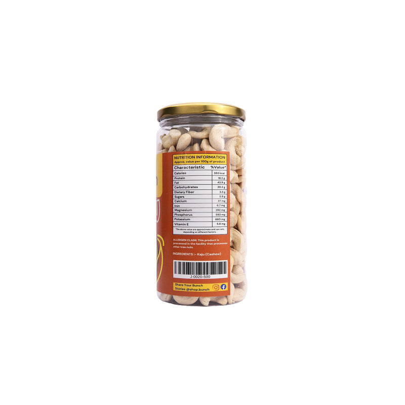Bunch Premium Jumbo Cashews W240 | Whole Cashew Nuts Jar