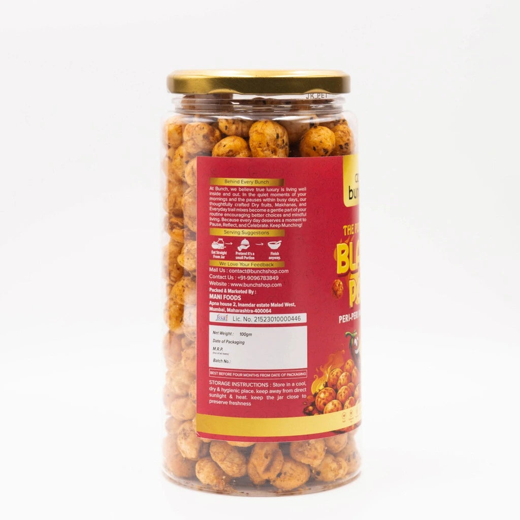 Pop Edit Blaze Pop Peri Peri Makhana 100g Jar | Olive Oil Roasted Fox Nuts | High Protein Healthy Snack