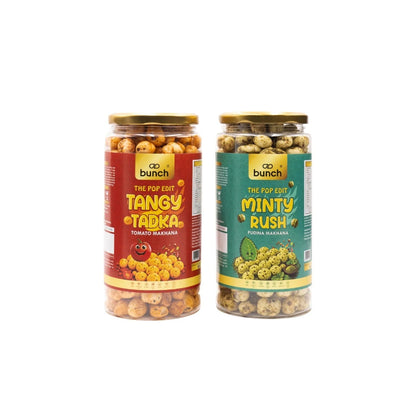 Pop Edit  Makhana Combo – Tangy Tomato & Minty Rush - 200g | Flavoured Foxnuts | Roasted Makhana Snack Pack