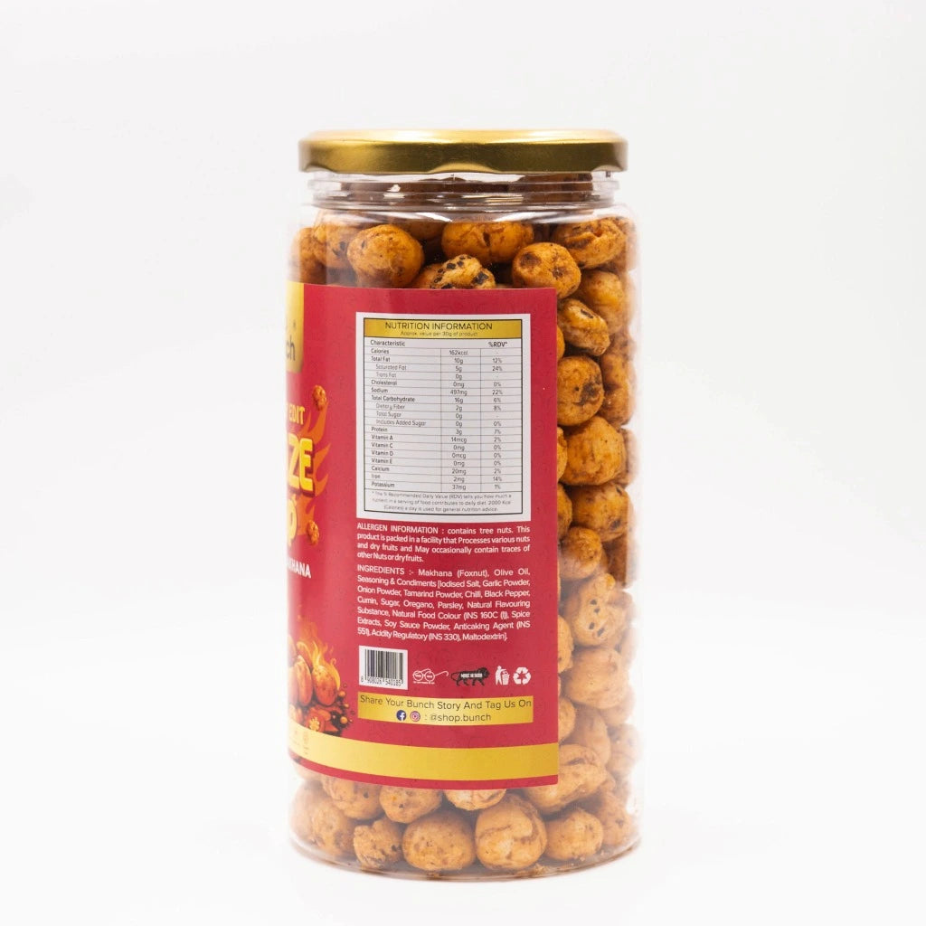 Pop Edit Blaze Pop Peri Peri Makhana 100g Jar | Olive Oil Roasted Fox Nuts | High Protein Healthy Snack