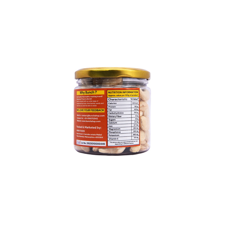 Bunch Premium Jumbo Cashews W240 | Whole Cashew Nuts Jar