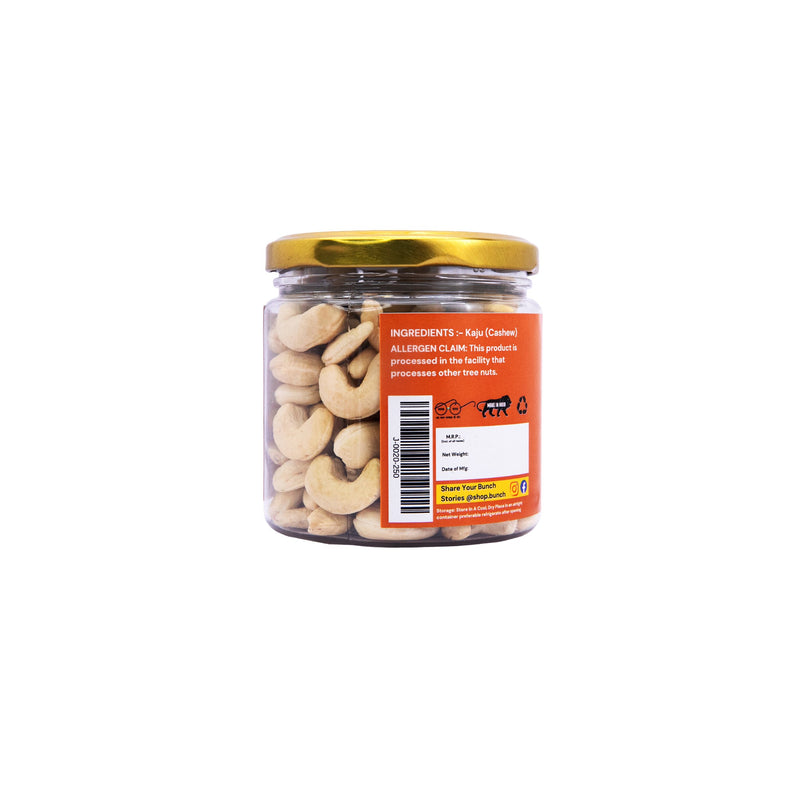 Bunch Premium Jumbo Cashews W240 | Whole Cashew Nuts Jar