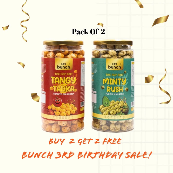 Pop Edit  Makhana Combo – Tangy Tomato & Minty Rush - 200g | Flavoured Foxnuts | Roasted Makhana Snack Pack