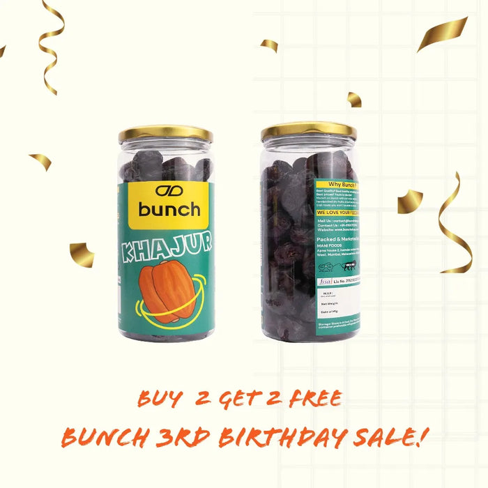 Bunch Premium Kimia Dates (Khajoor) Jar 500gm | Soft Iranian Dates | Naturally Sweet Healthy Snack B2G2