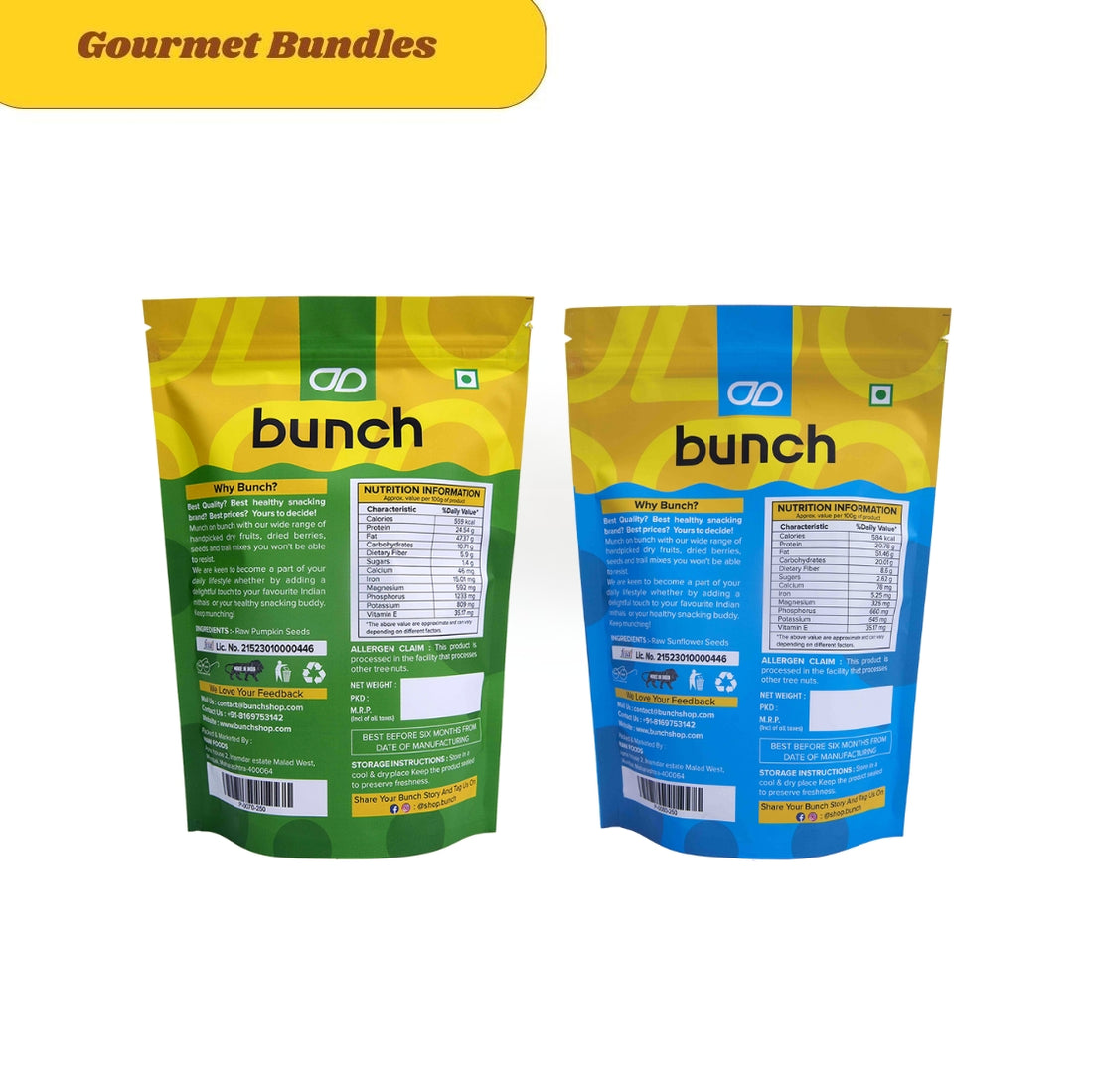Bunch Pumpkin Seeds & Sunflower Seeds| High Protein & Fibre | (pack of 2) Combo 400gm