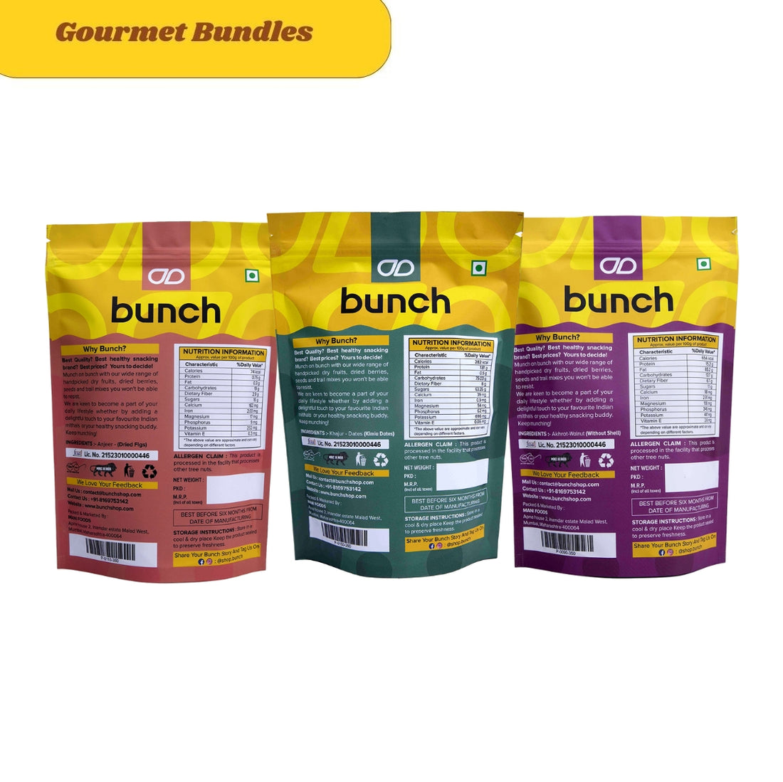 Bunch Daily Nourish Combo Pack (900g) | Anjeer, Dates , Walnuts