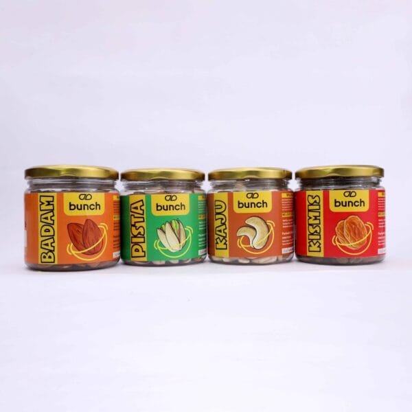 Combo - Almonds, Pistachios, Cashew, Raisins Jar (pack of 4) - 900 gm